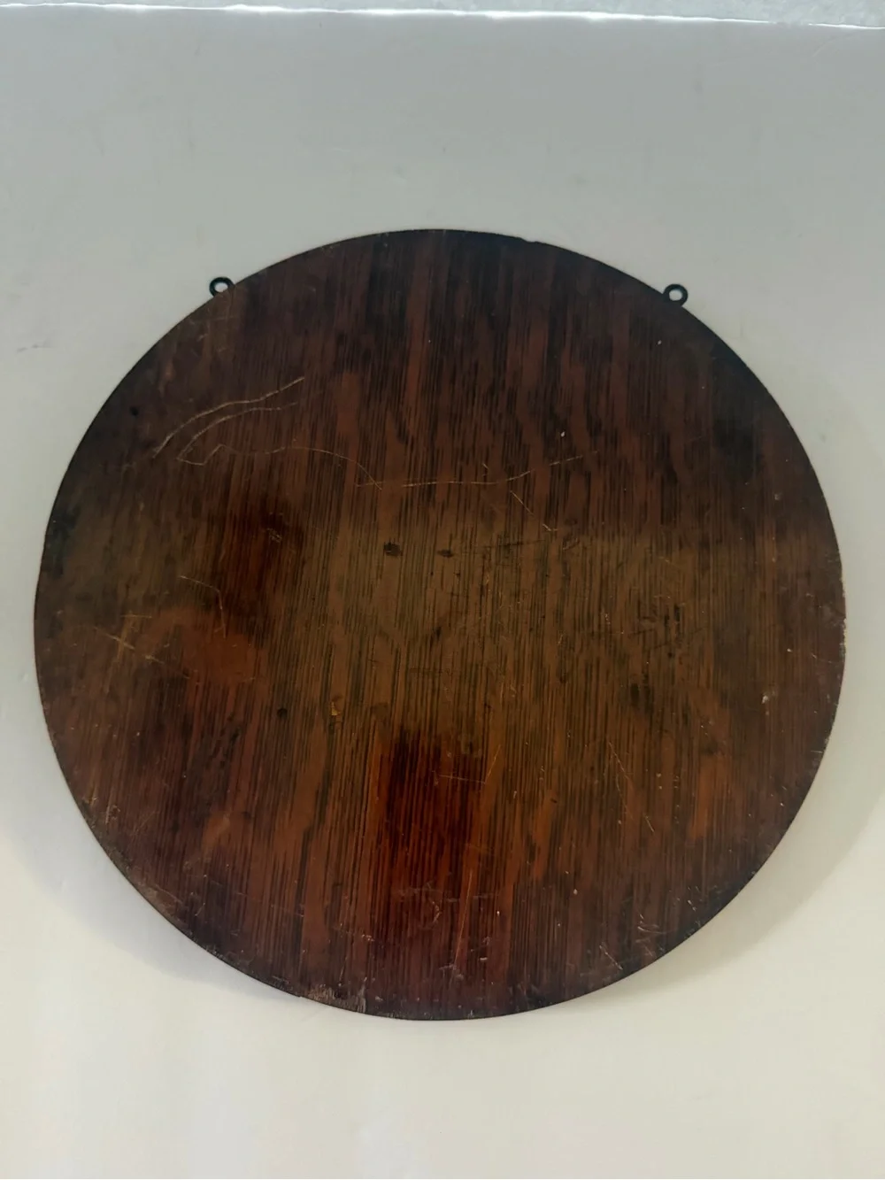 Vintage Round Wall Mirror with Dark Wood Frame 11 1/4”